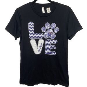 NWT University of Memphis Tigers T-Shirt Vinyl Short Sleeve Womens XL Black Blue